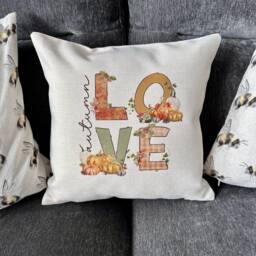 Autumn Love Pumpkin Cushion, Fall Home Decor - thumbnail 3