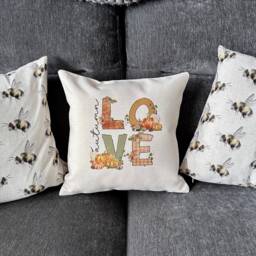 Autumn Love Pumpkin Cushion, Fall Home Decor - thumbnail 2