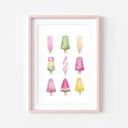 Ice Lollies Summer Print Watercolour Popsicle Wall Art - Unframed - thumbnail 2