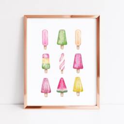 Ice Lollies Summer Print Watercolour Popsicle Wall Art - Unframed - thumbnail 3