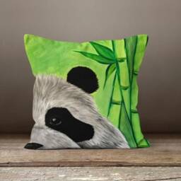Panda Jungle Cushion Cover/Forest Pillow Case/Panda Digital Printing Textile/Black White Case/Farmhouse Style Gift/Garden Gifts - thumbnail 3