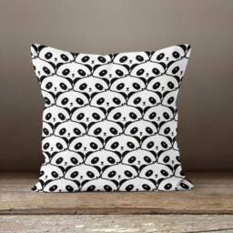 Panda Jungle Cushion Cover/Forest Pillow Case/Panda Digital Printing Textile/Black White Case/Farmhouse Style Gift/Garden Gifts - thumbnail 4