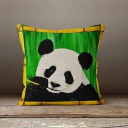 Panda Jungle Cushion Cover/Forest Pillow Case/Panda Digital Printing Textile/Black White Case/Farmhouse Style Gift/Garden Gifts - thumbnail 2