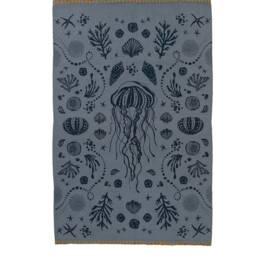 Blue Marine Hand Printed Flatwoven Cotton Kilim Rug - Bold Navy Color Beach House Decor Coastal Home Living Room Rugs 3x5 5x7 Washable - thumbnail 2