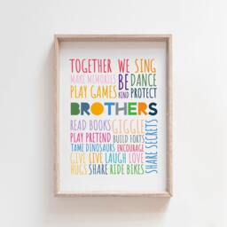 Set Of 3 Playroom Prints, Brother Bedroom Sibling Brothers Decor, Boys Wall Art, Big Bro Lil Bro, Rainbow Art - thumbnail 2