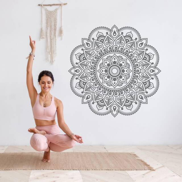 Boho Mandala Wall Decal Yoga Studio & Meditation Room Decor, Sacred Geometry Vinyl Sticker #1 - image 1