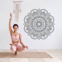 Boho Mandala Wall Decal Yoga Studio & Meditation Room Decor, Sacred Geometry Vinyl Sticker #1 - thumbnail 1