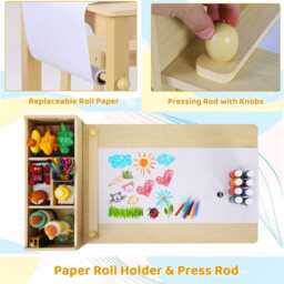 Montessori Kids Art Table Chairs Set With Paper Roll Storage Toddler Study Desk, Weaning, Sensory Playroom Furniture - thumbnail 4