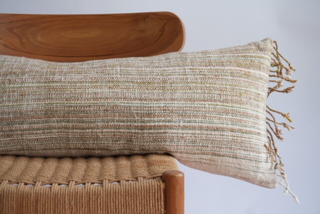 Handwoven Hemp Lumbar Pillow Cover Vintage Karen Tribal Design - image 1