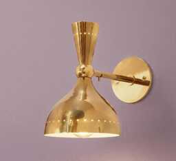 1950S Modern Gold , Minimalist Lighting Fixture For Stylish Interiors Handmade Brass Wall Sconce Light Home Decor Stilnovo Bright Light - thumbnail 1
