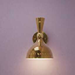 1950S Modern Gold , Minimalist Lighting Fixture For Stylish Interiors Handmade Brass Wall Sconce Light Home Decor Stilnovo Bright Light - thumbnail 2