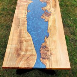 Maple River Coffee Table, Table Dinning, Coffee, Live Edge, Epoxy, Top - thumbnail 3