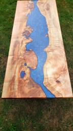 Maple River Coffee Table, Table Dinning, Coffee, Live Edge, Epoxy, Top