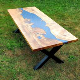 Maple River Coffee Table, Table Dinning, Coffee, Live Edge, Epoxy, Top - thumbnail 2