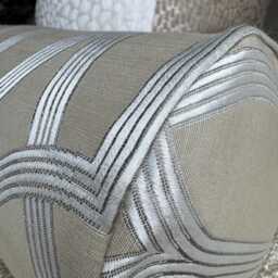 Geometric Design Cushion, Bolster Pillow in Beige Silver , Duck Feather, Designer Fabric, 16x6 Inch, Home Bedding Bed - thumbnail 3
