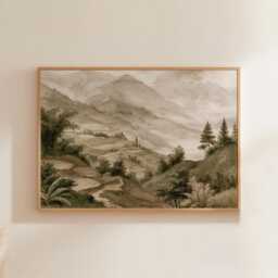 Green Mountain Poster, Misty Valley Print, Landscape Wall Art, Paper - thumbnail 2