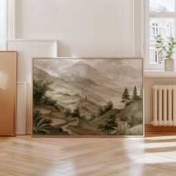 Green Mountain Poster, Misty Valley Print, Landscape Wall Art, Paper - thumbnail 4