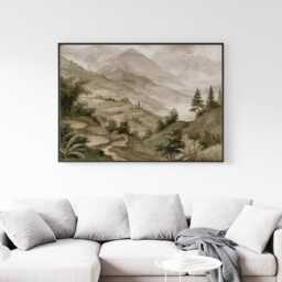 Green Mountain Poster, Misty Valley Print, Landscape Wall Art, Paper - thumbnail 3
