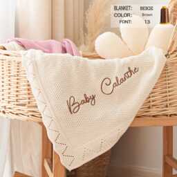 Handmade Cotton Baby Blanket With Custom Name Thread, Options For Shower, Newborn Keepsake & Birthday Gift