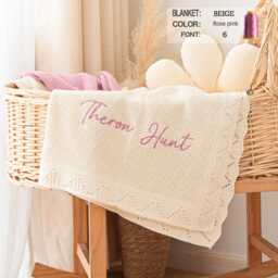 Handmade Cotton Baby Blanket With Custom Name Thread, Options For Shower, Newborn Keepsake & Birthday Gift - thumbnail 3