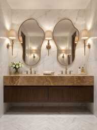 Asymmetrical Brass Mirror - Fluid Shape Vanity Wall