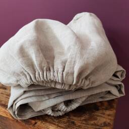 Beige Linen Fitted Sheet Natural Belgian Bedding, Custom Sizes - thumbnail 2