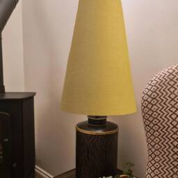 Extra Large Cone Lampshade in Mustard Linen Fabric, Conical Fat Lamp Shade - thumbnail 2