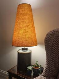 Extra Large Cone Lampshade in Mustard Linen Fabric, Conical Fat Lamp Shade - thumbnail 1