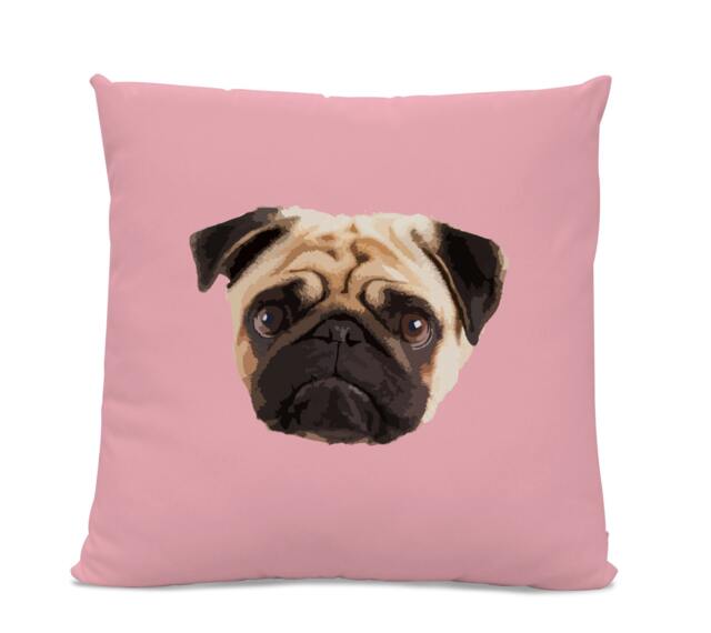 Pug Face Pillow - Home Decor Living Room- Dog Pillow Home Decor Pug Throw Gift Pink -Cute - image 1