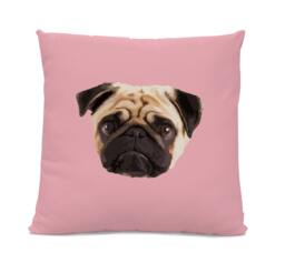Pug Face Pillow - Home Decor Living Room- Dog Pillow Home Decor Pug Throw Gift Pink -Cute - thumbnail 1