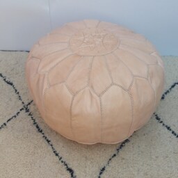 Naturel Leather Pouf, Moroccan Poufmoroccan Ottoman Pouf Foostoolmoroccan Leatherpoufsttuning Moroccan - thumbnail 2