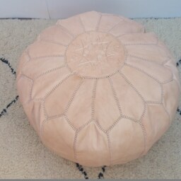 Naturel Leather Pouf, Moroccan Poufmoroccan Ottoman Pouf Foostoolmoroccan Leatherpoufsttuning Moroccan - thumbnail 3