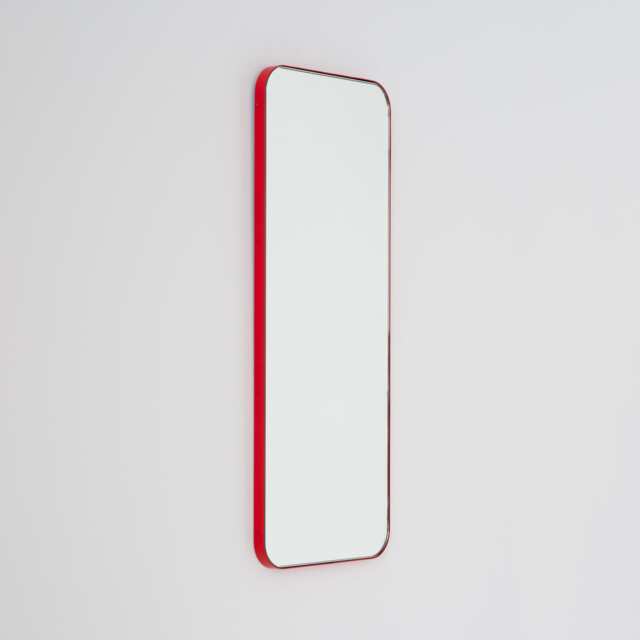 Quadris??? Rectangular Minimalist Mirror With Red Frame - Xl - image 1