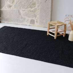 Large Black Rug 140x200cm, Living Room Rug, Area Bedroom Carpet, Bohemian Decoration, Tapis Noir, Schwarzer Teppich - thumbnail 2