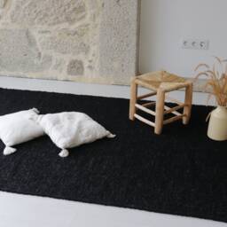 Large Black Rug 140x200cm, Living Room Rug, Area Bedroom Carpet, Bohemian Decoration, Tapis Noir, Schwarzer Teppich - thumbnail 3