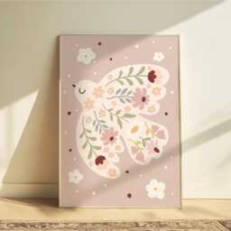 Peace Dove Poster, Wildflower Print, Pastel Flower Bird Girl Nursery Bedroom, Teen & Tween Art - thumbnail 1