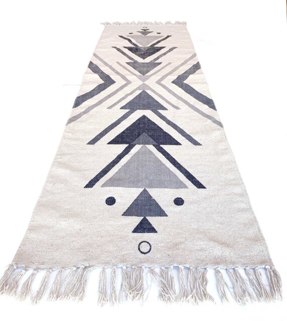 Expansion Rug. Organic Cotton Woven, Block Printed Yoga Rug 6' X 2' - image 1