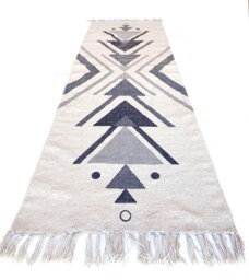 Expansion Rug. Organic Cotton Woven, Block Printed Yoga Rug 6' X 2' - thumbnail 1