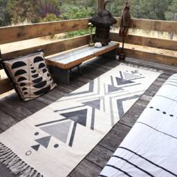 Expansion Rug. Organic Cotton Woven, Block Printed Yoga Rug 6' X 2' - thumbnail 2