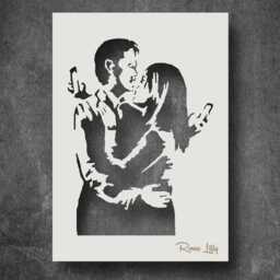 Banksy Mobile Lovers Stencil - Wall Art Home Decor Painting Stencil. Various Size Options Available - thumbnail 3