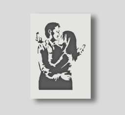 Banksy Mobile Lovers Stencil - Wall Art Home Decor Painting Stencil. Various Size Options Available - thumbnail 1