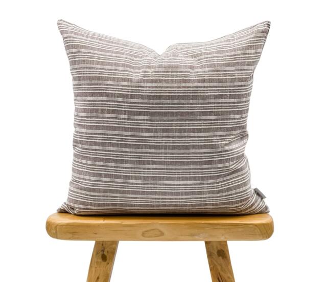 Light Brown & Cream Striped Woven Pillow Cover, Neutral Pillow, Hmong White Brown Farmhouse Pillow Cover - image 1