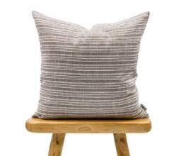 Light Brown & Cream Striped Woven Pillow Cover, Neutral Pillow, Hmong White Brown Farmhouse Pillow Cover