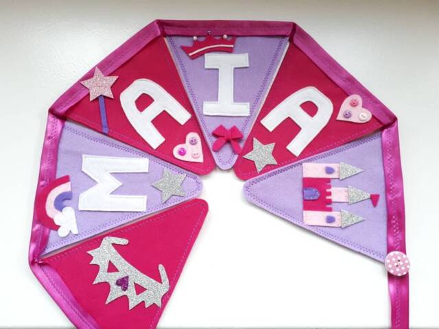 Princess Bunting Personalised Party Fairytale Bedroom Decor Theme Banner Gift Birthday - image 1