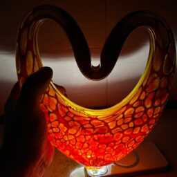 Handcrafted Iridescent Heart Lamp Led Sculpture Light, Romantic Home Decor - thumbnail 3