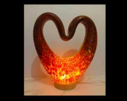 Handcrafted Iridescent Heart Lamp Led Sculpture Light, Romantic Home Decor - thumbnail 1