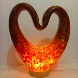 Handcrafted Iridescent Heart Lamp Led Sculpture Light, Romantic Home Decor - thumbnail 2