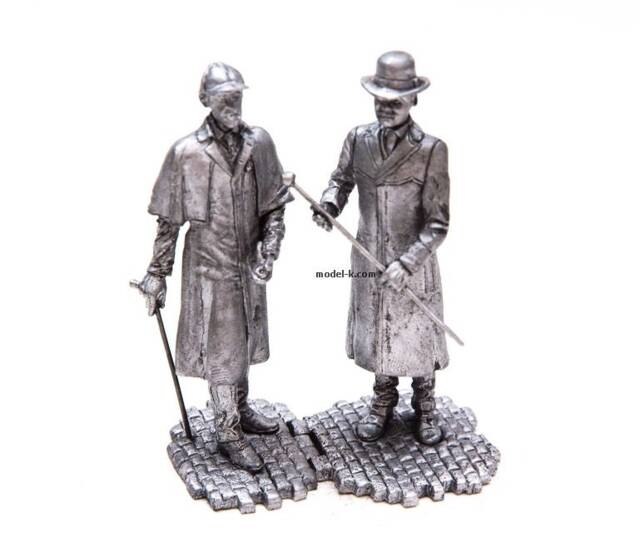 Tin 54mm Sherlock Holmes & Dr. Watson. Sir. Arthur Conan Doyle Stories 132 Scale Metal Figurine - image 1