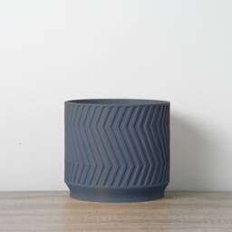 "Gatsby Planter With Drainage & Saucer in Stone Blue, Art Deco 3D-Printed Plant Pot, Small To Large Sizes 4"" 5"" 6"" 7"" 8" - thumbnail 2
