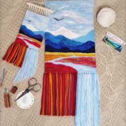 Handmade Tapestry - Woven Wall Hanging Wall Decor Weaving Landscape Art Macrame Woven Textile Art - thumbnail 2